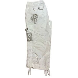 INC INTERNATIONAL CONCEPTS White Embellished Mid Rise Capri Pants 10